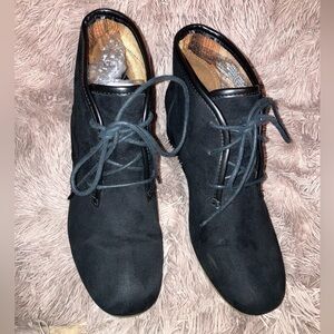 Mad Love Black Lace Wedges